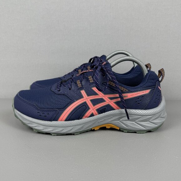 Asics Gel Venture 9 Running Sneakers Shoes Womens 9.5 Wide Indigo Blue Papaya - Picture 3 of 9